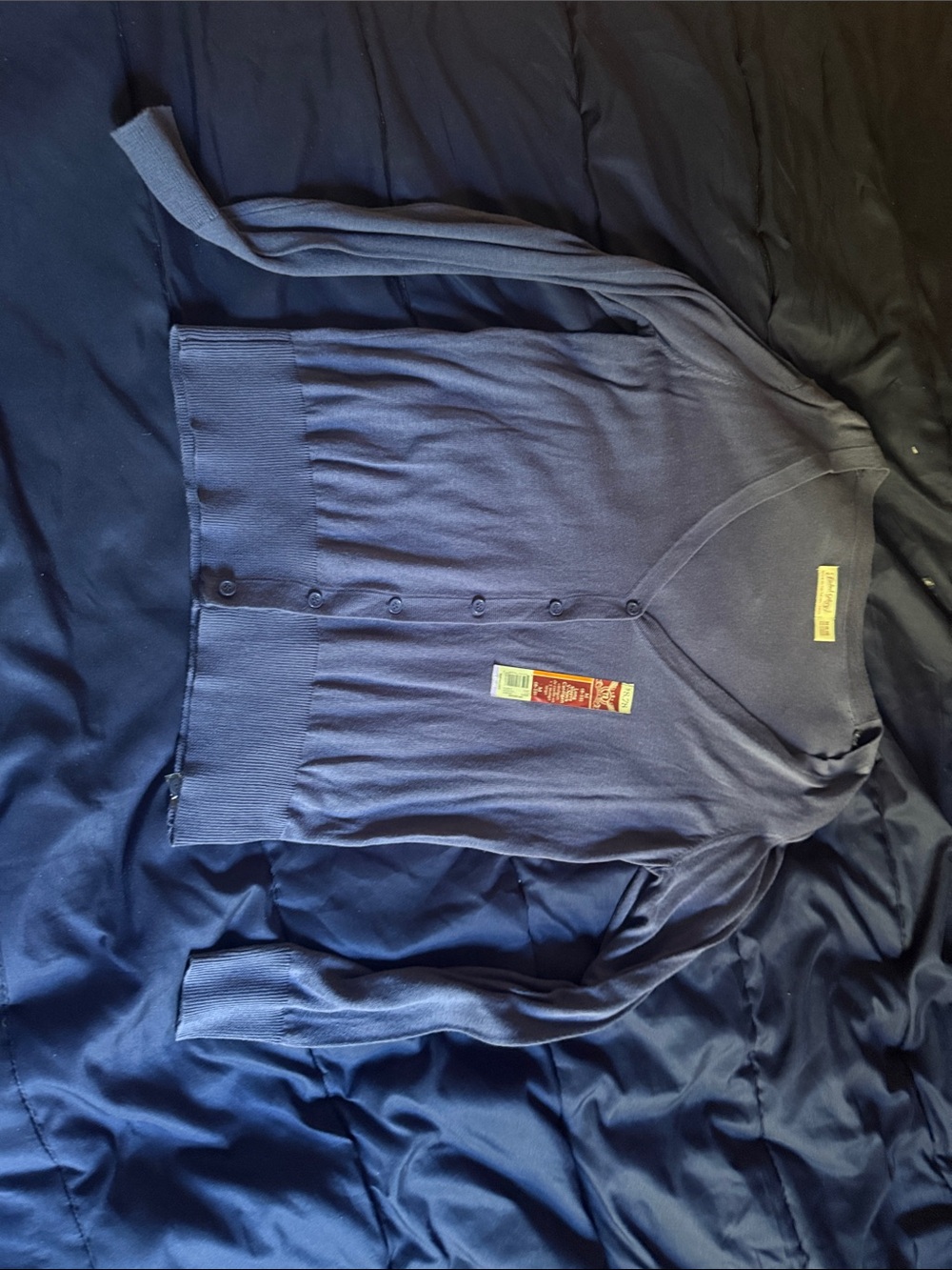 Faded Glory Navy V-Neck Button Cardigan